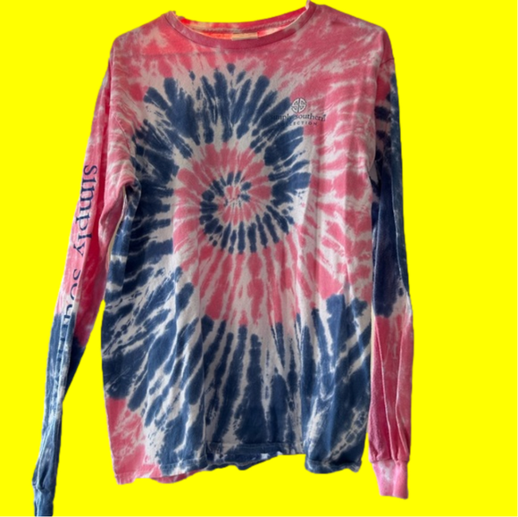 Simply Southern Size Medium Tie Dye Long Sleeve Preppy Sorority Turtle Vacation - Picture 5 of 8